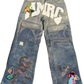 “Throw up” heavy graffiti denim